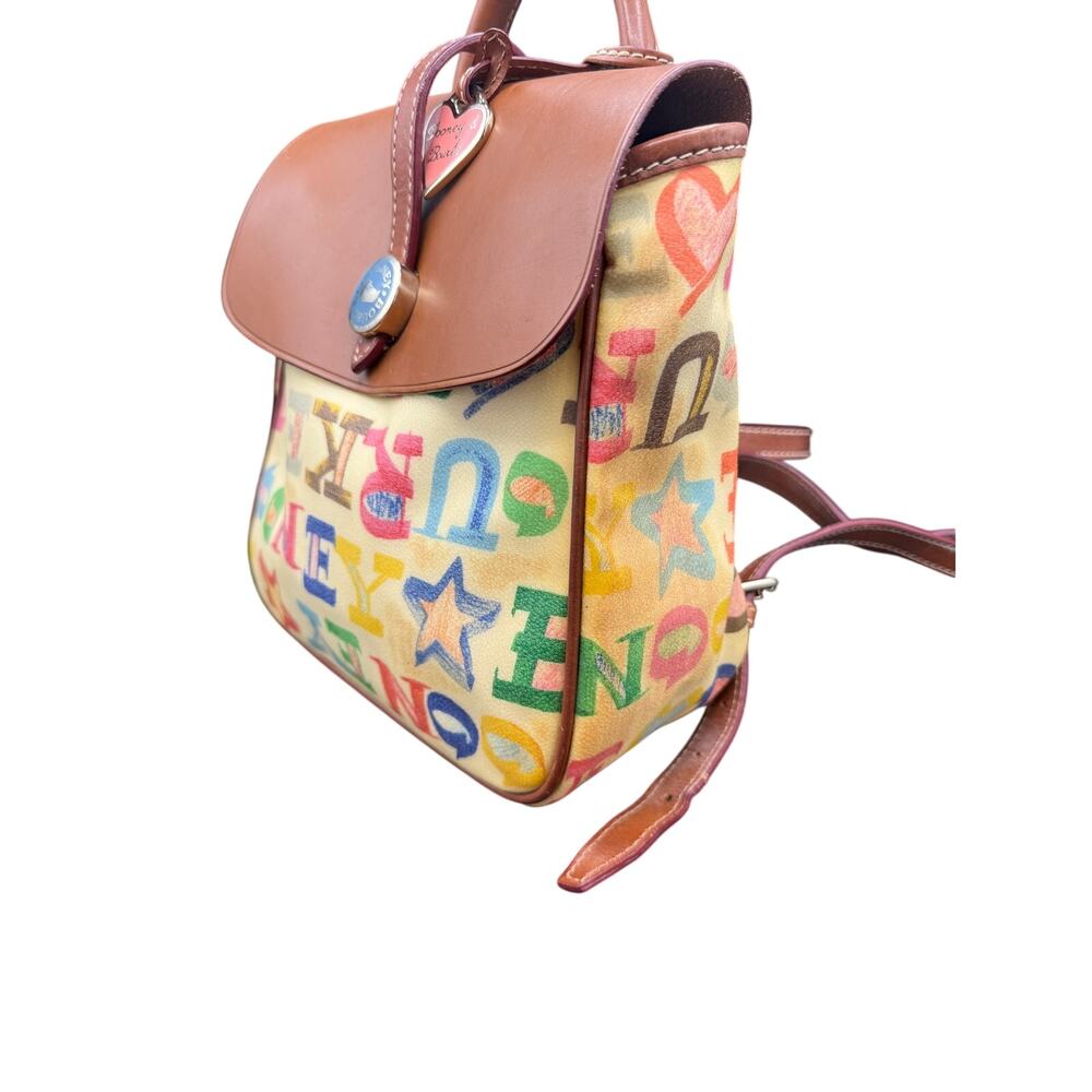 🎒 Dooney & Bourke Multicolor Logo Backpack Leather Trim Mini Bag Purse - Picture 8 of 10